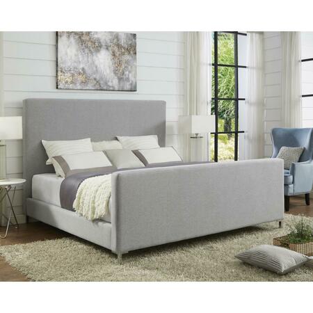 POSH LIVING Alex Linen Upholstered Platform Bed Queen Size - Grey BD33-03GRQ-UE